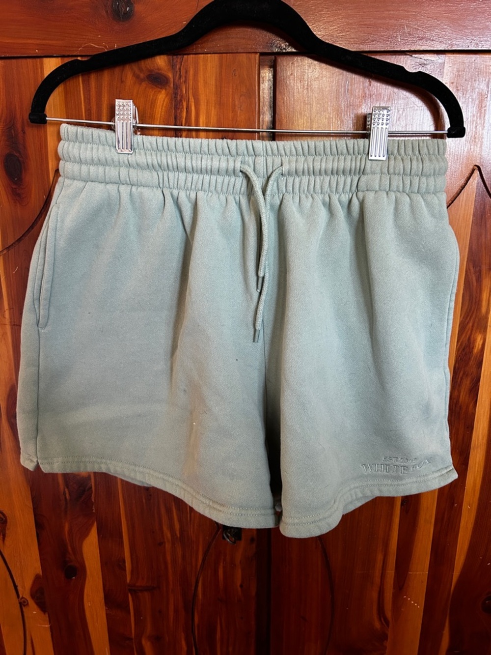White Fox Boutique Sage Green Athletic Fleece Shorts